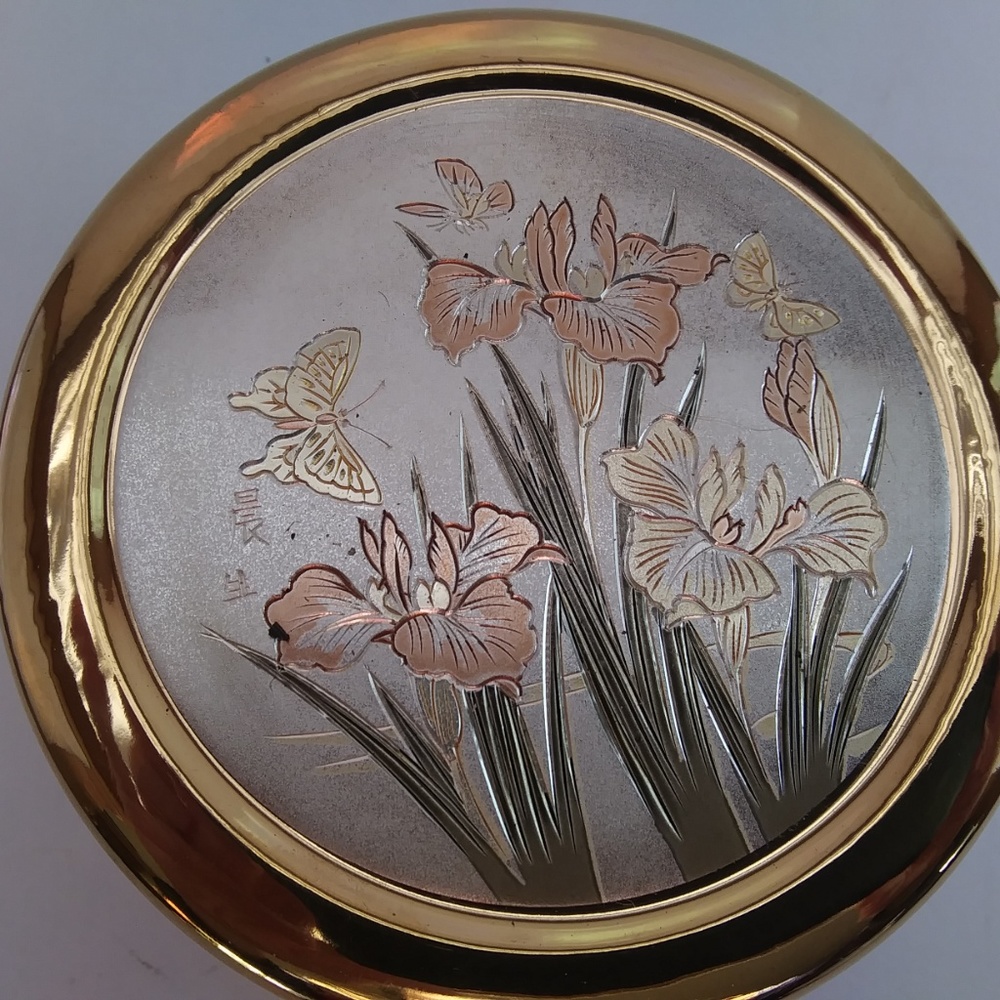 CHOKIN on Covered Porcelain Box Gilded 24K gold trim original box